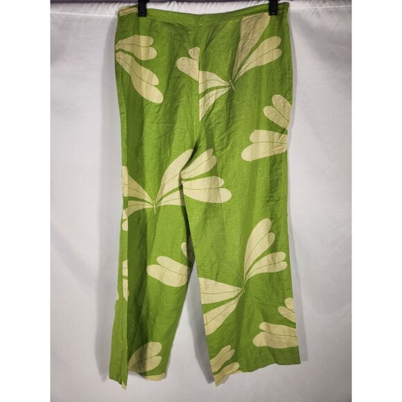 MetroStyle Womens Plus Linen Pants DragonFly Print Kitschy Fairycore Luxe 18 - Picture 4 of 5